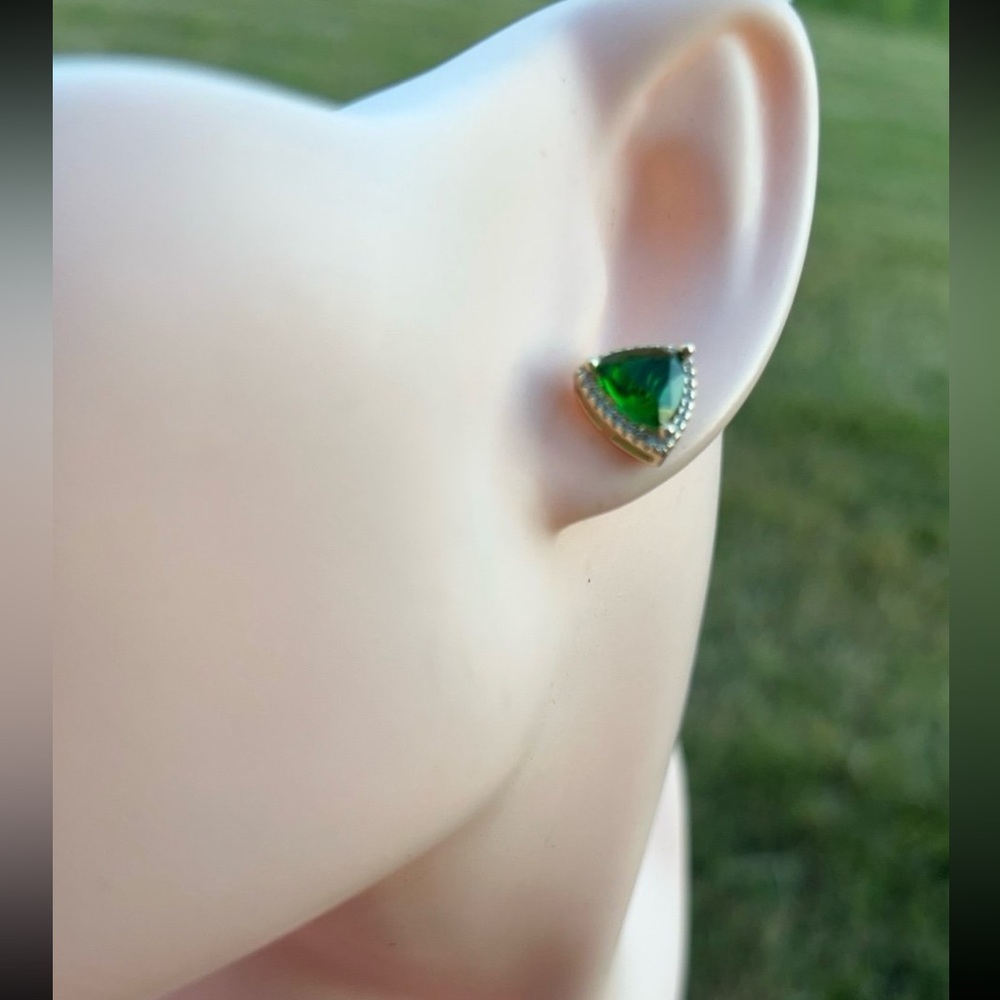 Rosegold Plated Triangular Cut Emerald Crystal 2.… - image 2